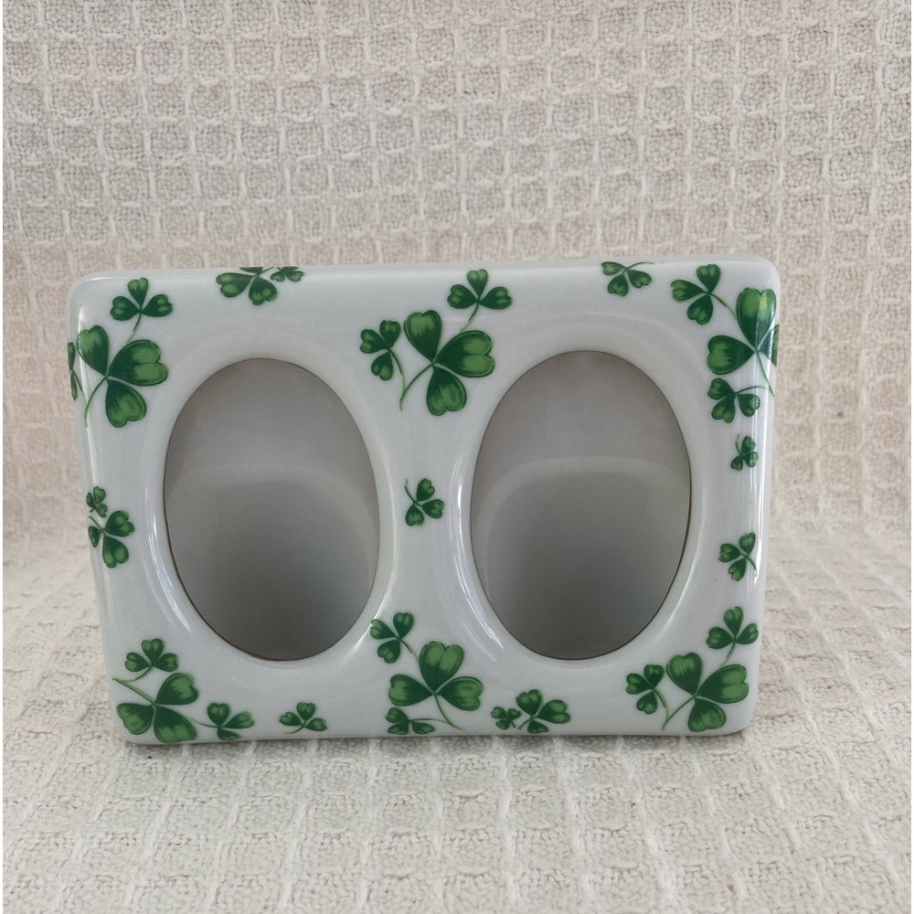 Vintage Lefton Clover Pattern Double Photo Frame